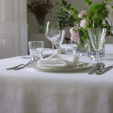 White Rectangular Linen Tablecloth
