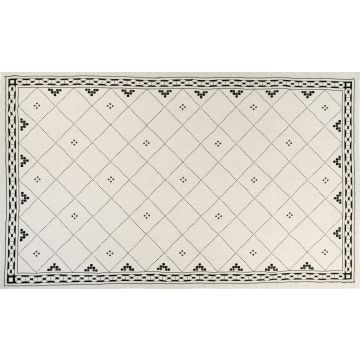 Natural linen tablecloth with black moroccan print ace hotel