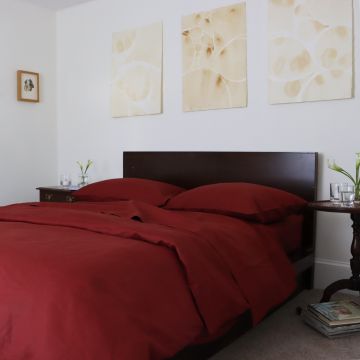Burgundy dark red Italian linen duvet cover 