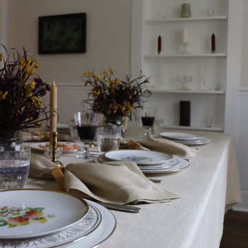 Camel Round Linen Tablecloth