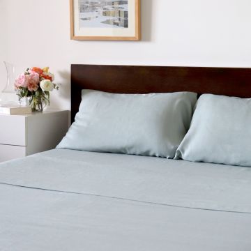 Celadon Light Green Linen Pillowcase (Pair)