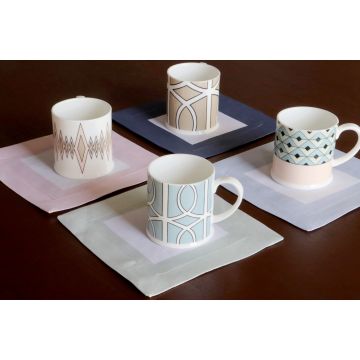 Cinta Sky Blue Border Linen Cocktail Napkin