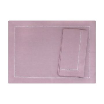 Heather lilac hemstitched linen placemat 