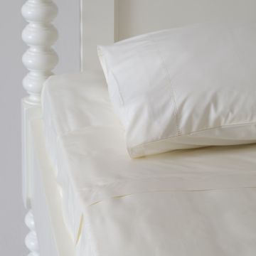Ivory cotton sheets with hemstitch trim 