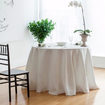 Ivory Round Linen Tablecloth
