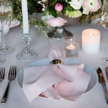 Pink Oval Linen Tablecloth