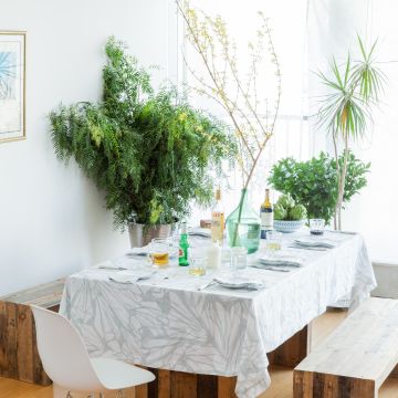 Melita Aqua Square Linen Tablecloth
