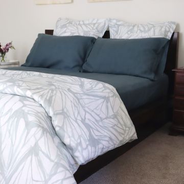 Petrol Green Linen Fitted Sheet