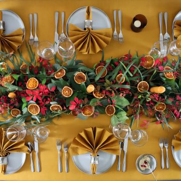 Saffron Gold Rectangular Linen Tablecloth