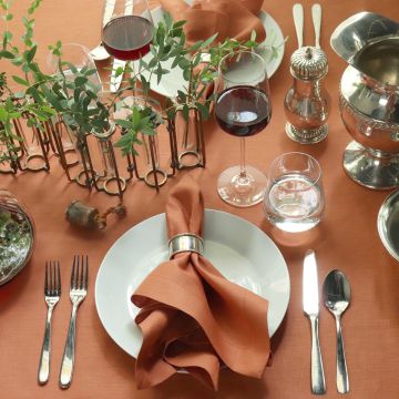 Sienna Orange Round Linen Tablecloth