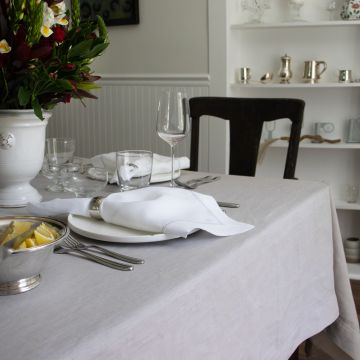 Silver Grey Square Linen Tablecloth 