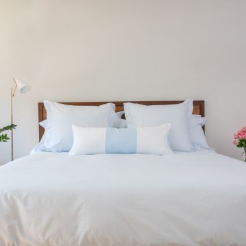 Sky Blue 500TC Cotton Percale Duvet Cover with Hemstitch