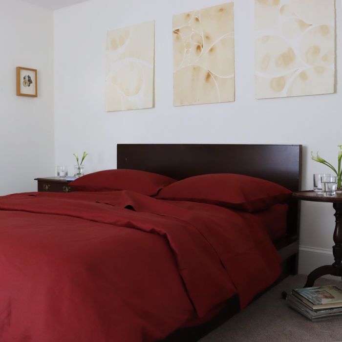 Burgundy dark red Italian linen duvet cover