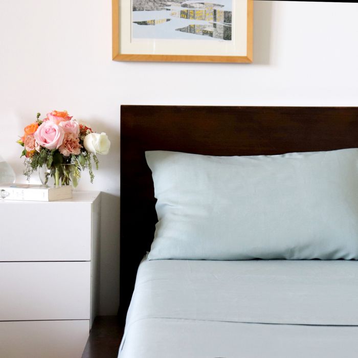 Huddleson Celadon light green pure linen pair of pillowcases