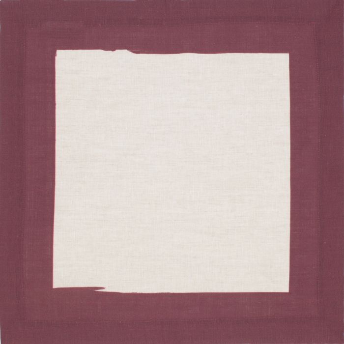 Cinta Natural Linen Napkin with Burgundy Wine Red Border