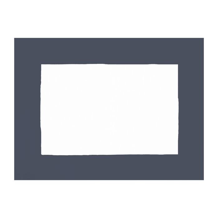 White Italian linen placemat with a border in a dark indigo navy blue