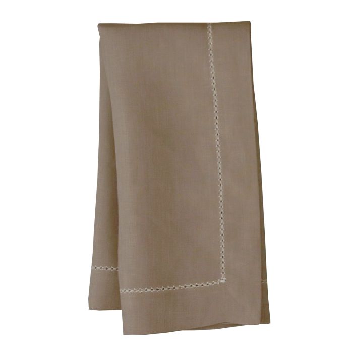 Coffee brown hemstitched linen napkin