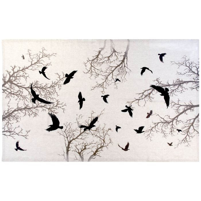 Crow natural linen rectangular tablecloth