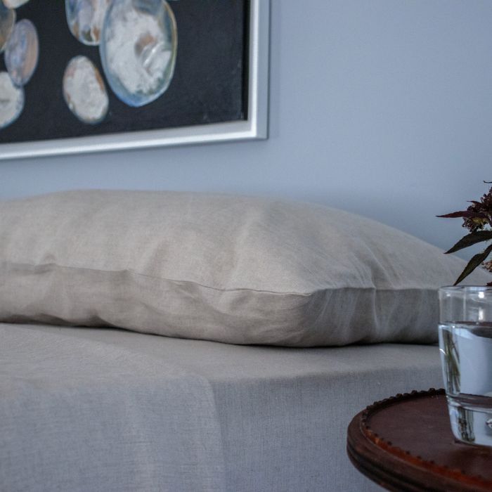 Dark natural flax linen pillowcases