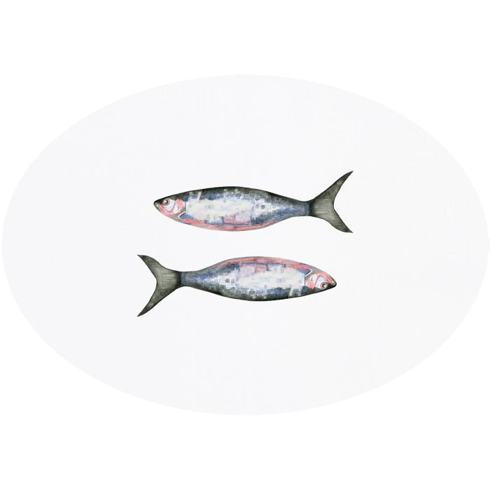 Huddleson Fish Oval Hand-painted linen tablecloth