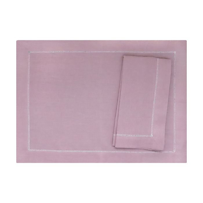 Heather lilac hemstitched linen placemat