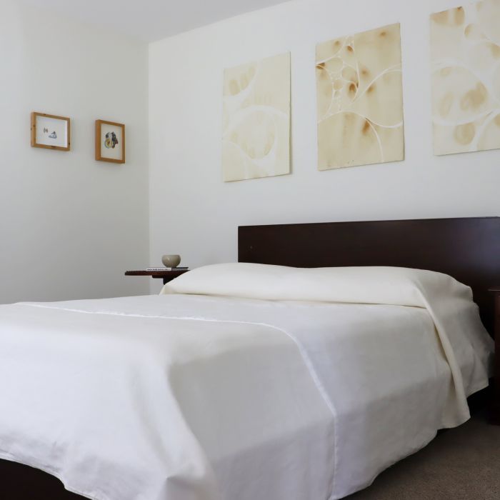 Ivory cream off-white reversible linen blanket
