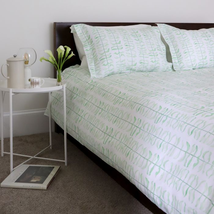 Leaf print linen pillow shams