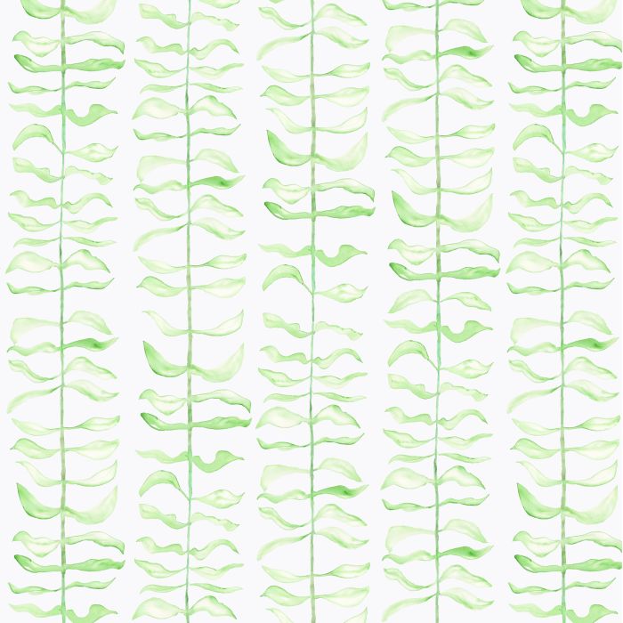 Leaf print green and white linen napkin