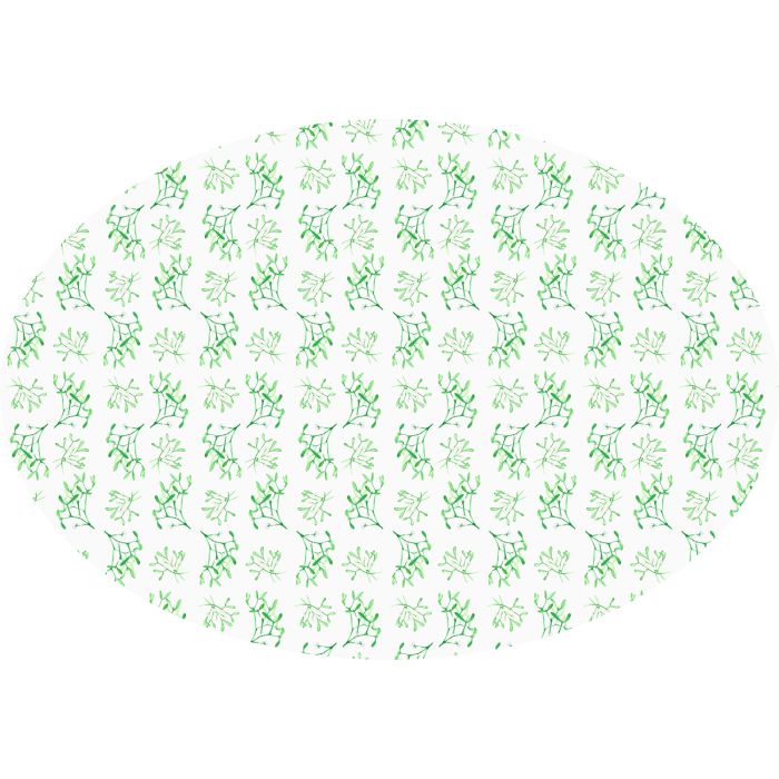Mistletoe print oval linen tablecloth Christmas