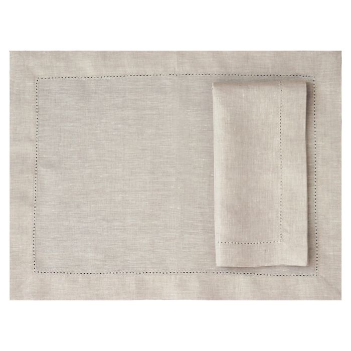 Huddleson natural linen placemat with hemstitch