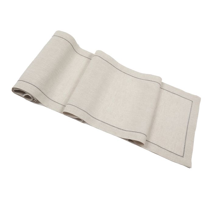 Natural Table Runner Hemstitched Linen