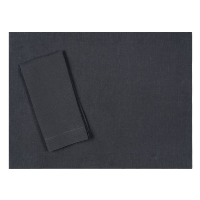 Slate charcoal grey gray linen cloth placemat