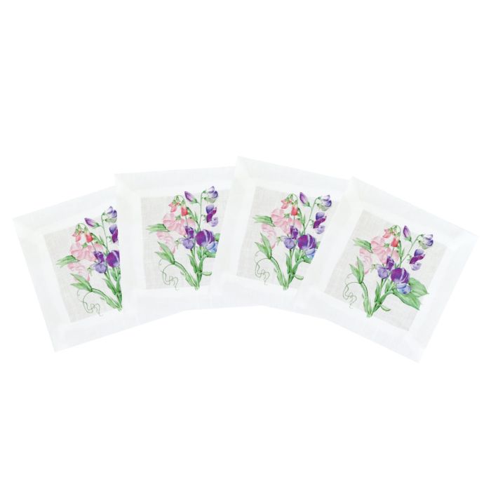 Sweet Pea linen cocktail napkin