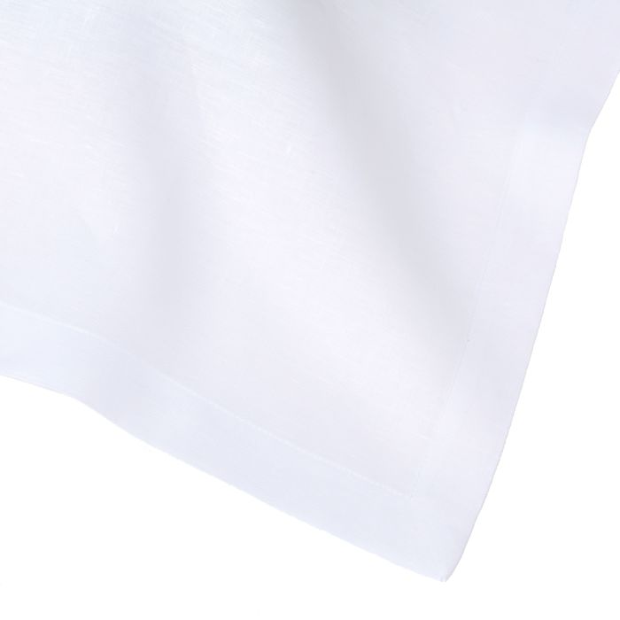 White pure linen rectangular tablecloth
