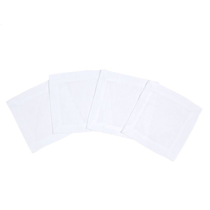 White linen cocktail napkin coasters