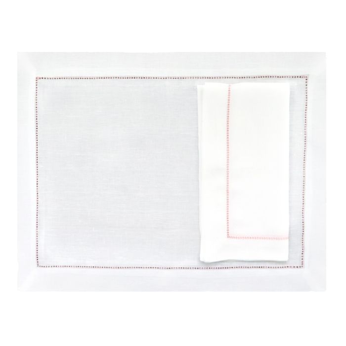White luxury linen placemat and napkin