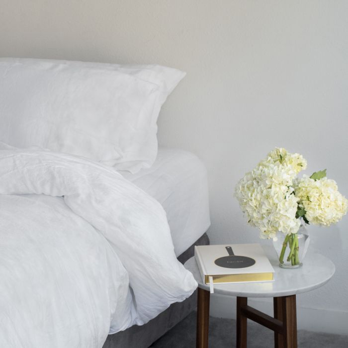 Huddleson white linen fitted sheet deep pocket luxury
