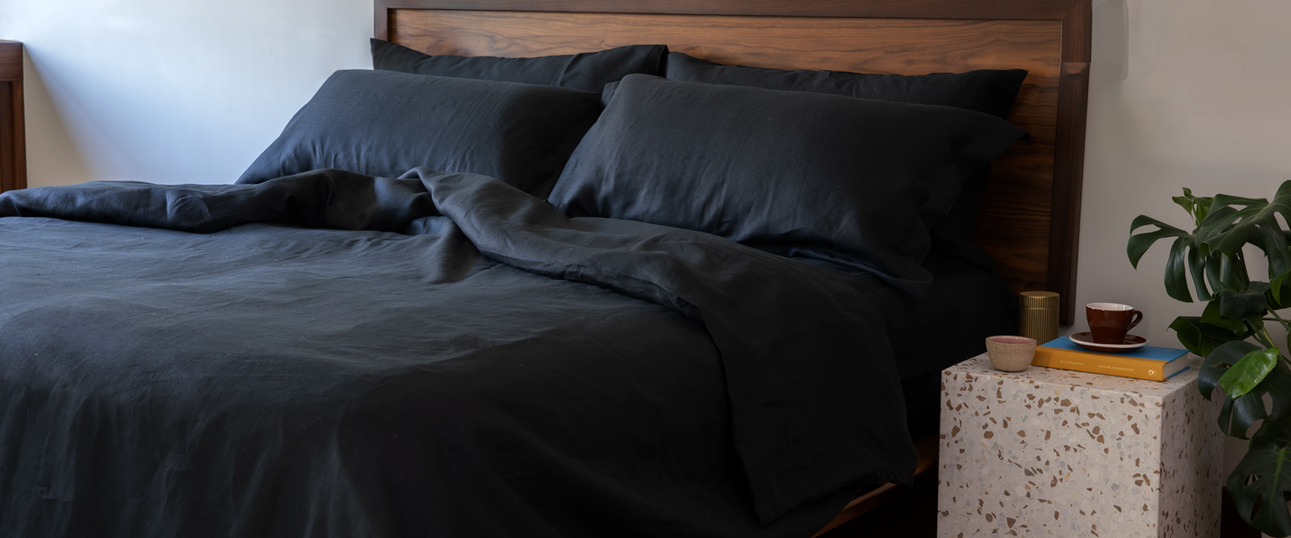 Black Linen Duvet Cover & Shams
