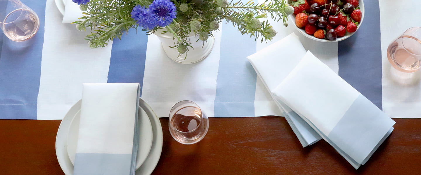 Cinta Blue & White Stripe Table Runner