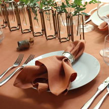Linen Terracotta Tablecloth<br>$230