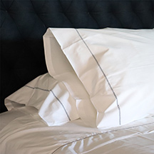 Percale Sheets Navy Blue Hemstitch <br> $420