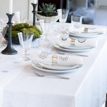 White Linen Tablecloth <br> $230