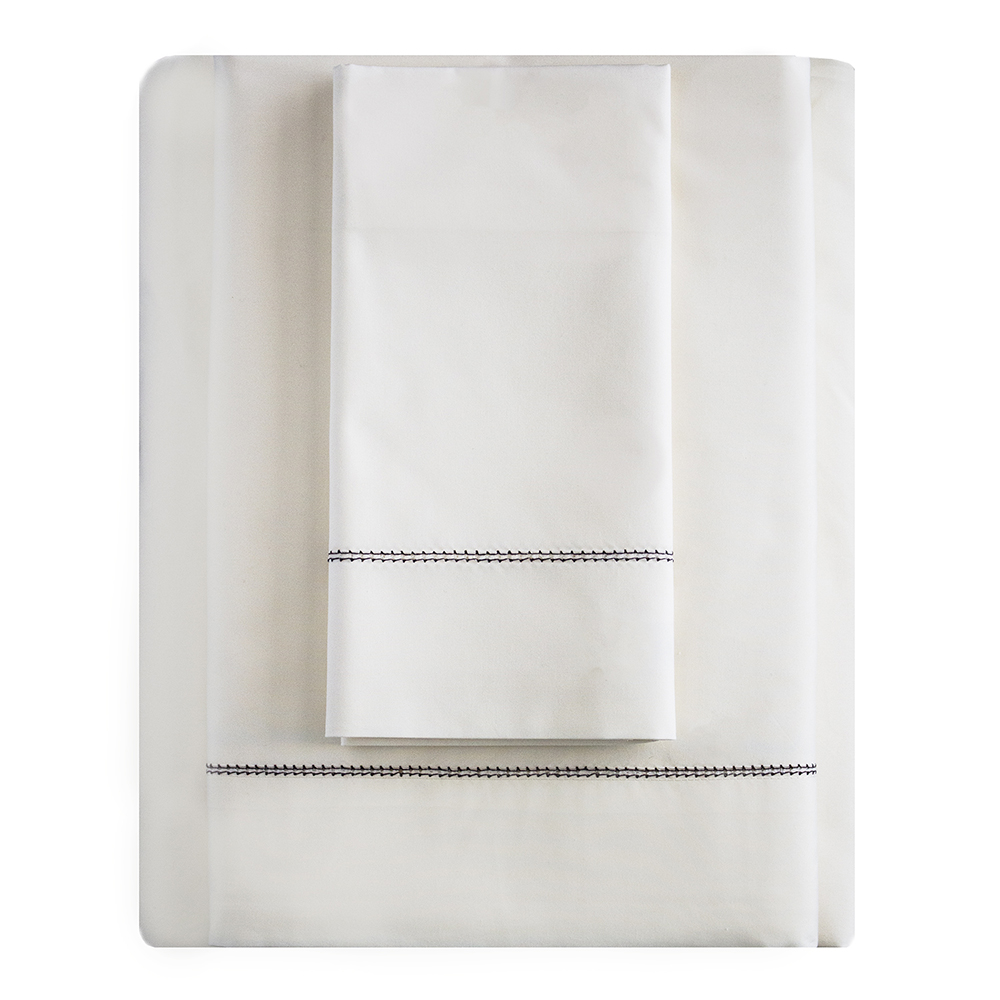 Ivory cotton hemstitched sheets percale luxury 