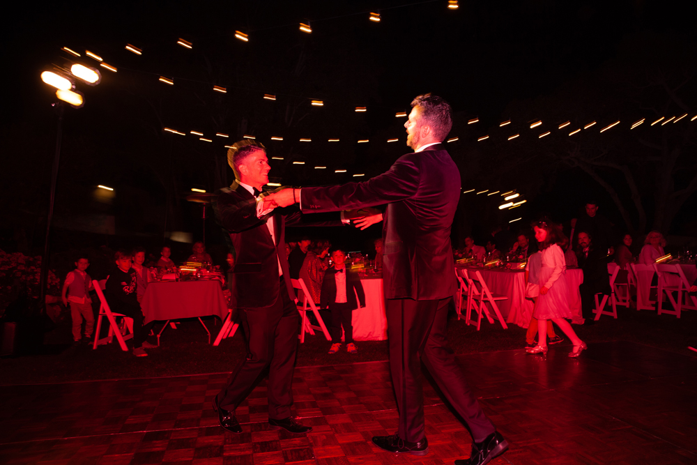 Gay wedding Malibu first dance velvet tuxedo