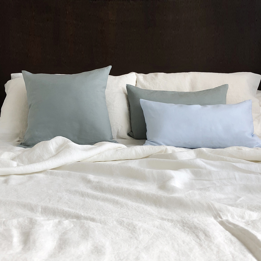 Sky Blue Pastel Linen Throw Pillow Decorative Pillow