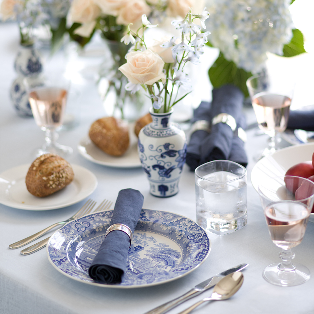 Sky Blue Italian Linen Tablecloth Brunch Bridal Hosting Entertaining Napkin Tablescape