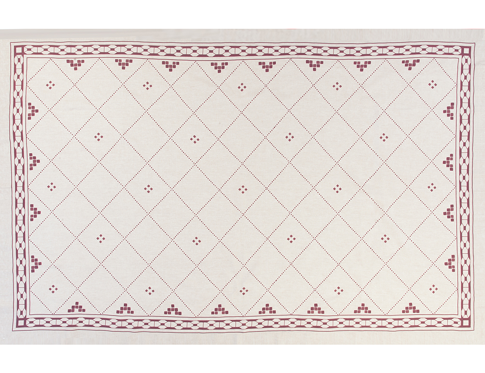 Anfa natural linen tablecloth red check