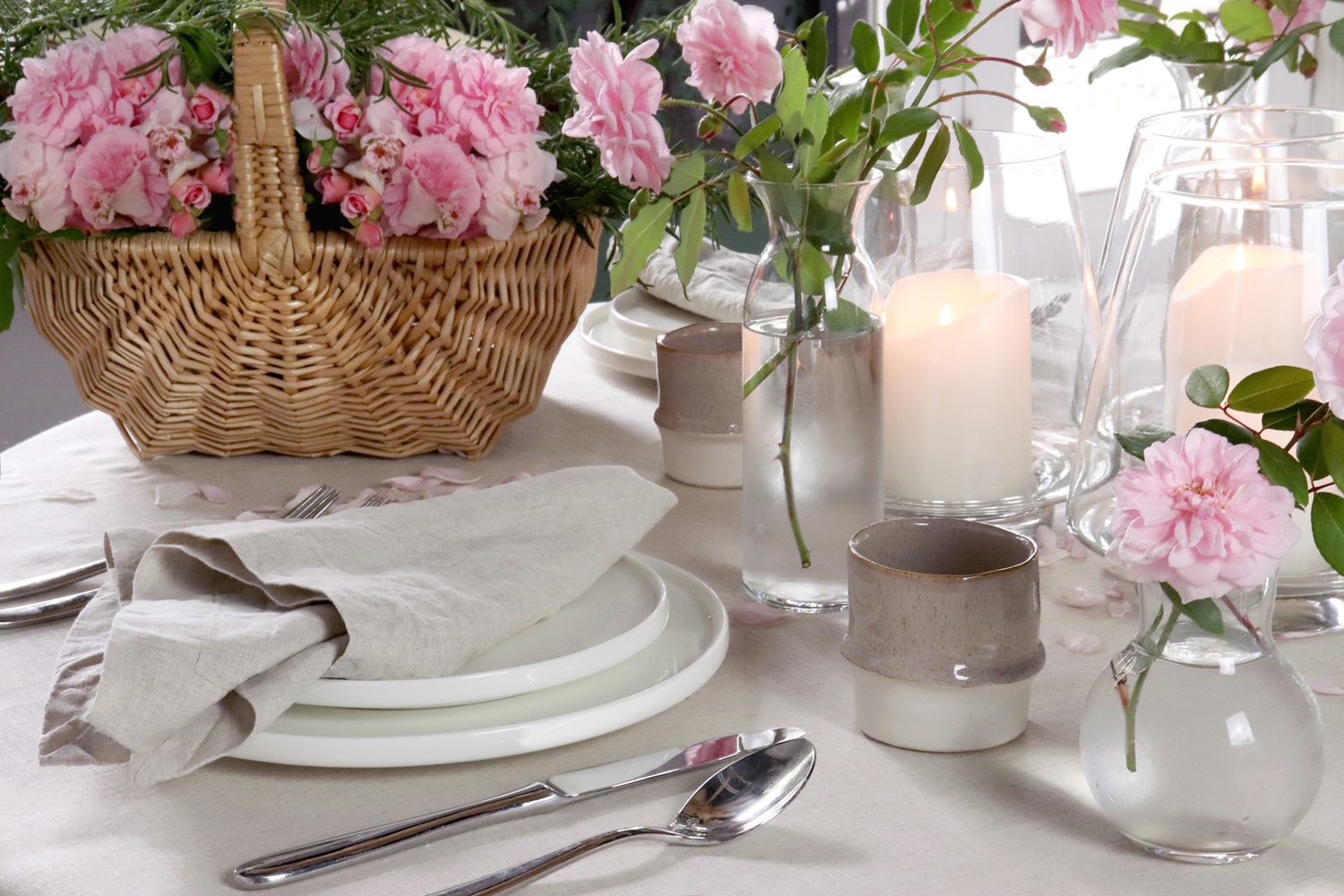 Natural Flax Linen Round Tablecloth 