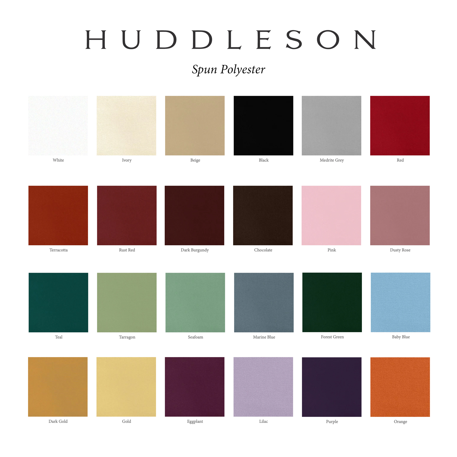 Huddleson Spun Polyester Tablecloth Colors